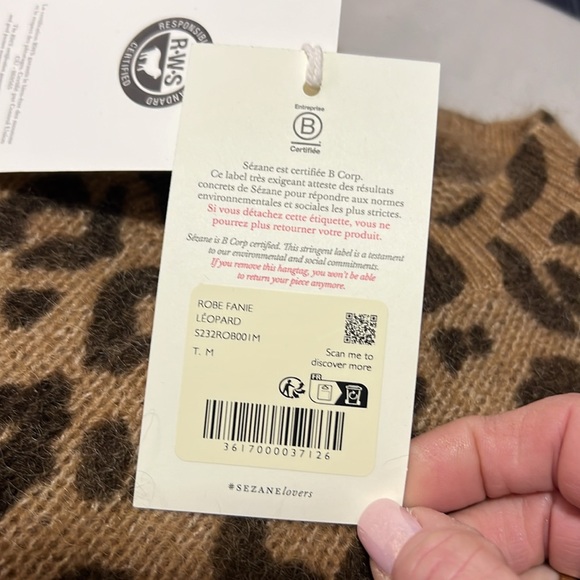 Sezane NWT Fanie Leopard Mohair Sweater Dress Size M - Picture 12 of 15